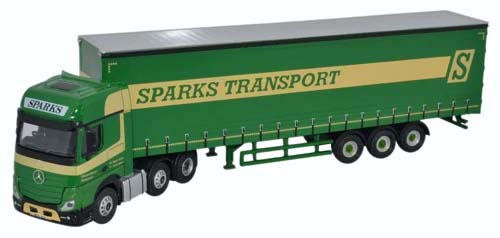 Oxford Diecast Mercedes Actros GSC Curtainside Sparks Transport OD76MB006