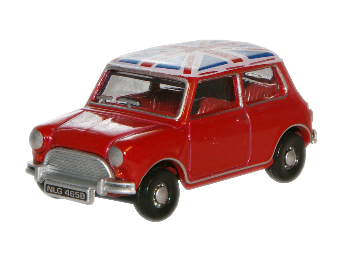 Oxford Diecast Austin Mini Tartan Red/Union Flag OD76MN001