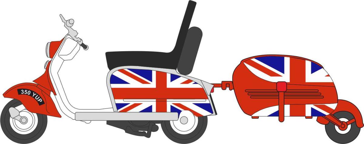 Oxford Diecast Scooter & Trailer Union Flag OD76SC002