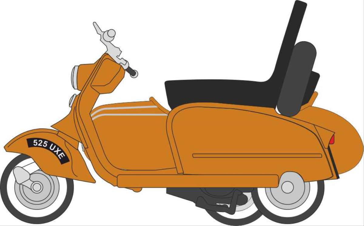 Oxford Diecast Scooter &amp; Sidecar Orange OD76SC003