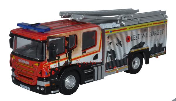 Oxford Diecast Scania Fire Pump Ladder Humberside Fire and Rescue OD76SFE011