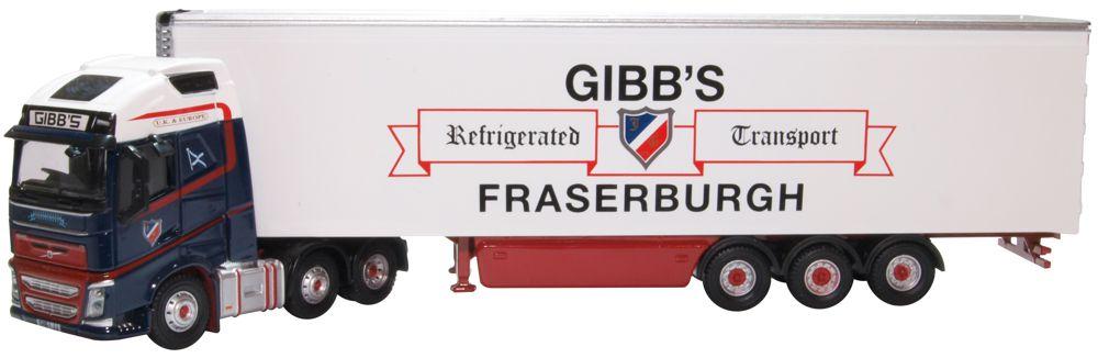 Oxford Diecast Volvo FH4 GXL 2013 Fridge Trailer Gibbs of Fraserburgh OD76VOL4011