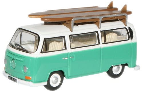 Oxford Diecast VW Bus/Roofrack/Surfboards Birch Green/White OD76VW007