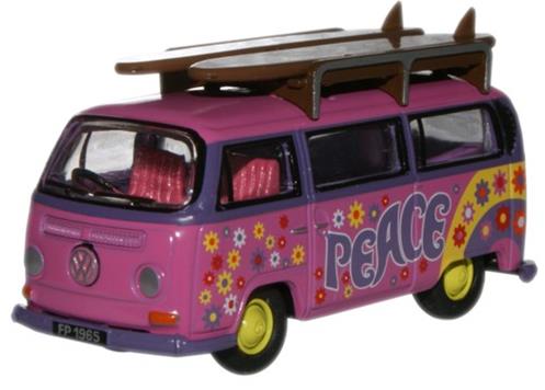 Oxford Diecast VW Bay Windows Minibus/Surfboards Flower Power OD76VW017