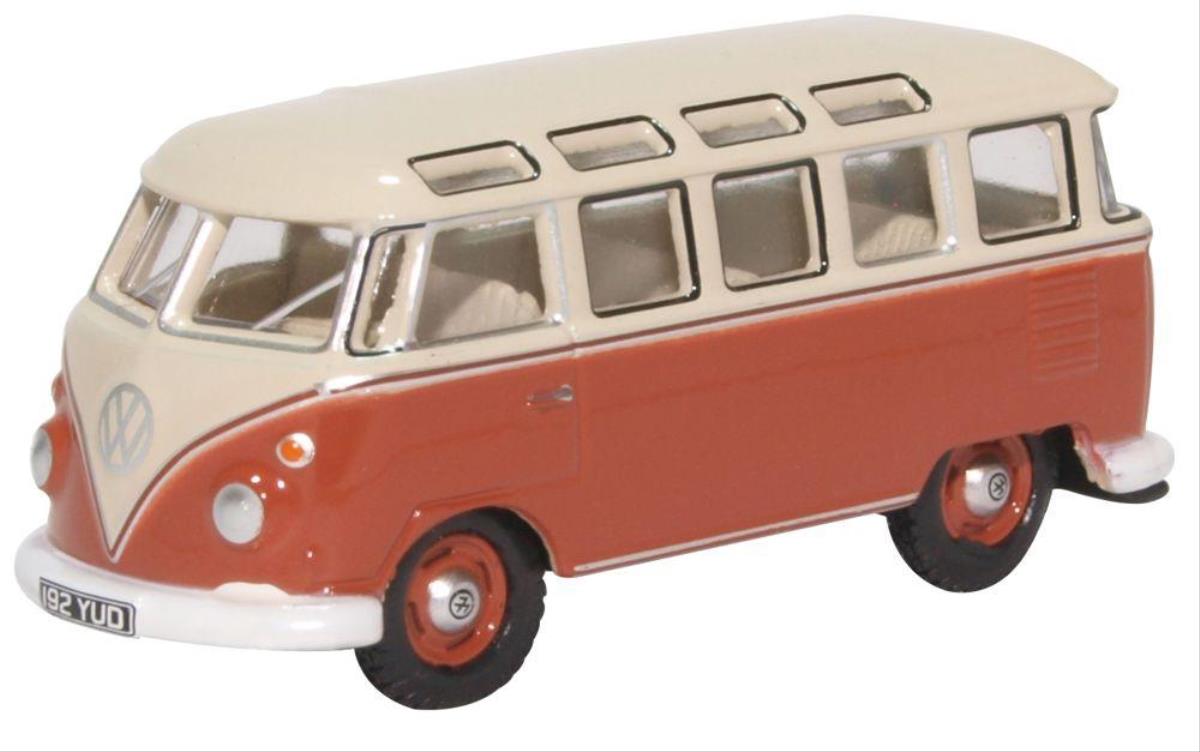 Oxford Diecast VW T1 Samba Bus Sealing Wax Red/Beige Grey OD76VWS001