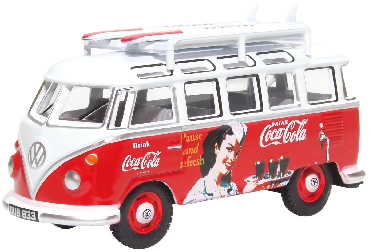 Oxford Diecast VW T1 Bus and Surfboards Coca Cola OD76VWS008CC