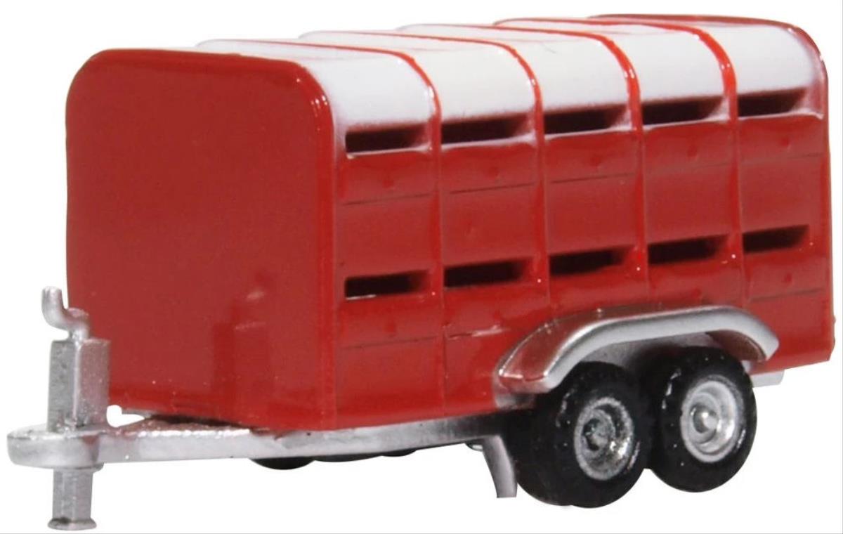 Oxford Diecast Livestock Trailer Red ODNFARM004