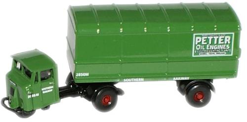 Oxford Diecast Scammell Mechanical Horse Van Trailer Southern Railways ODNMH008