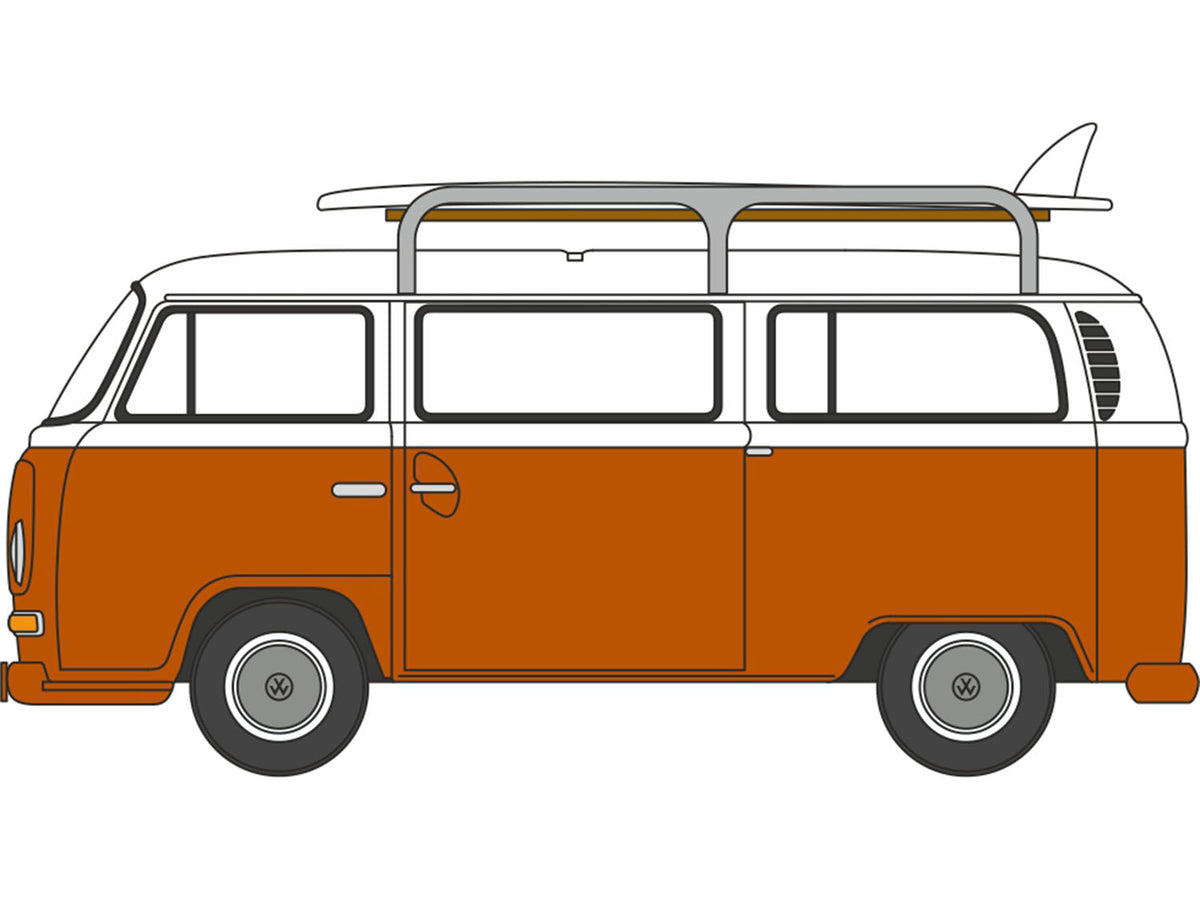 VW T2 Bay Window Bus/Surfboards Signal Orange/White