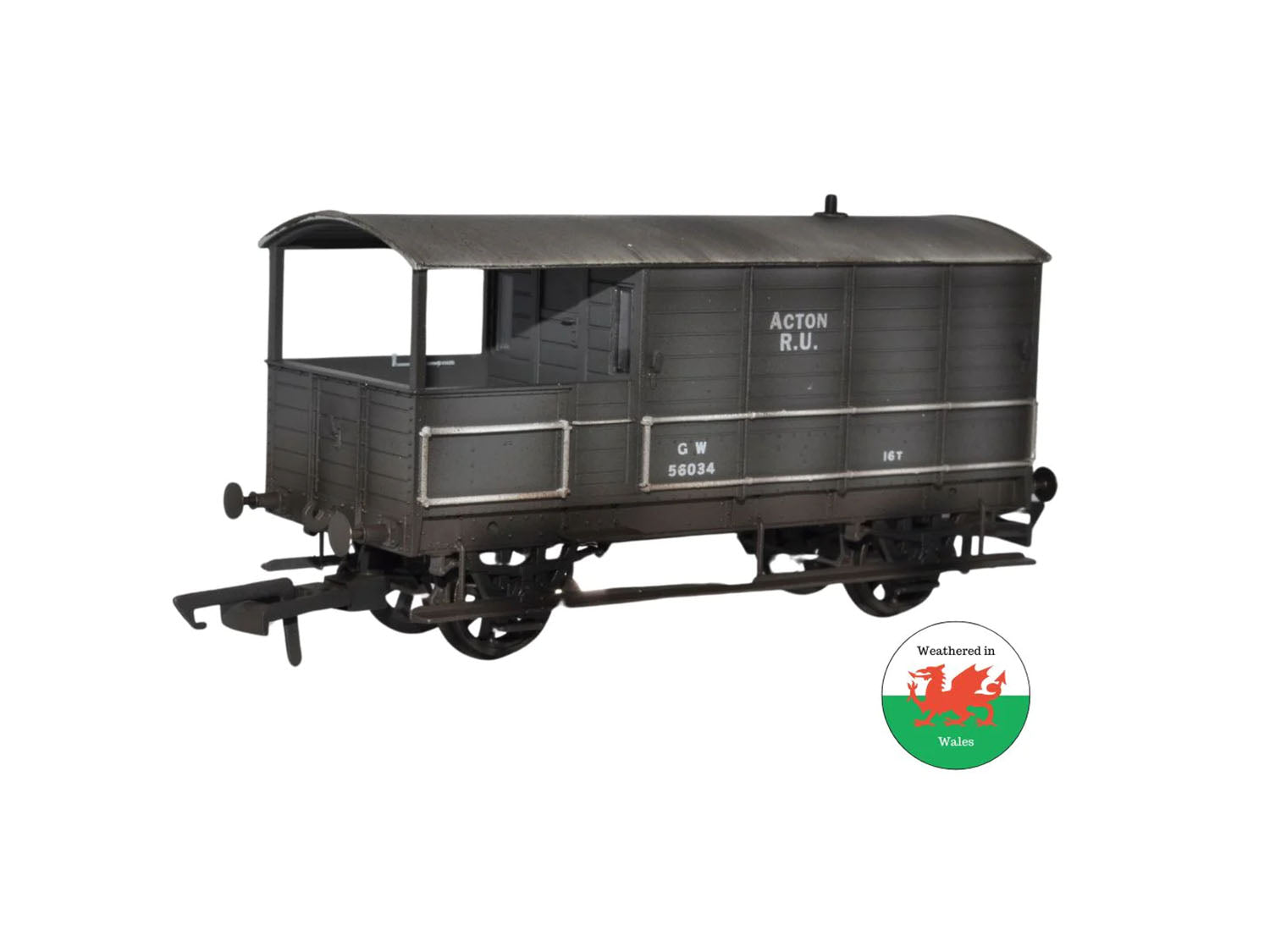 Oxford Rail Toad Brake Van GWR 4 Wheel Acton 56034 Weathered OR76TOB002W