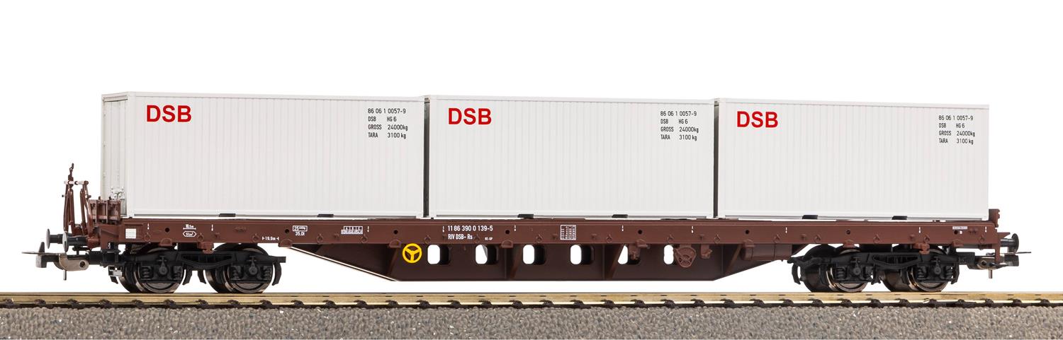 Piko Classic DSB Rs Bogie Stage Wagon w/3xContainer Load IV PK24527