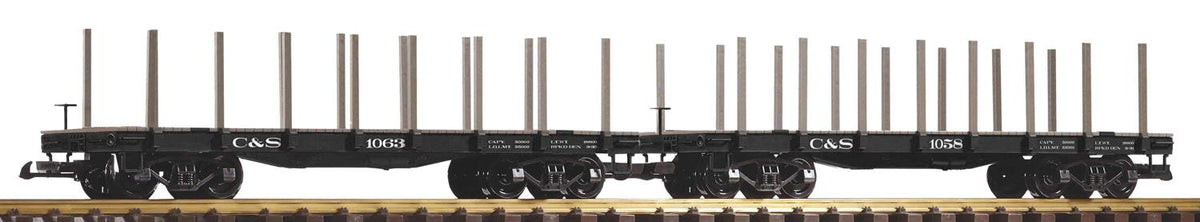 Piko C&amp;S Bogie Flatcar w/Stakes Wagon Set (2) PK38785