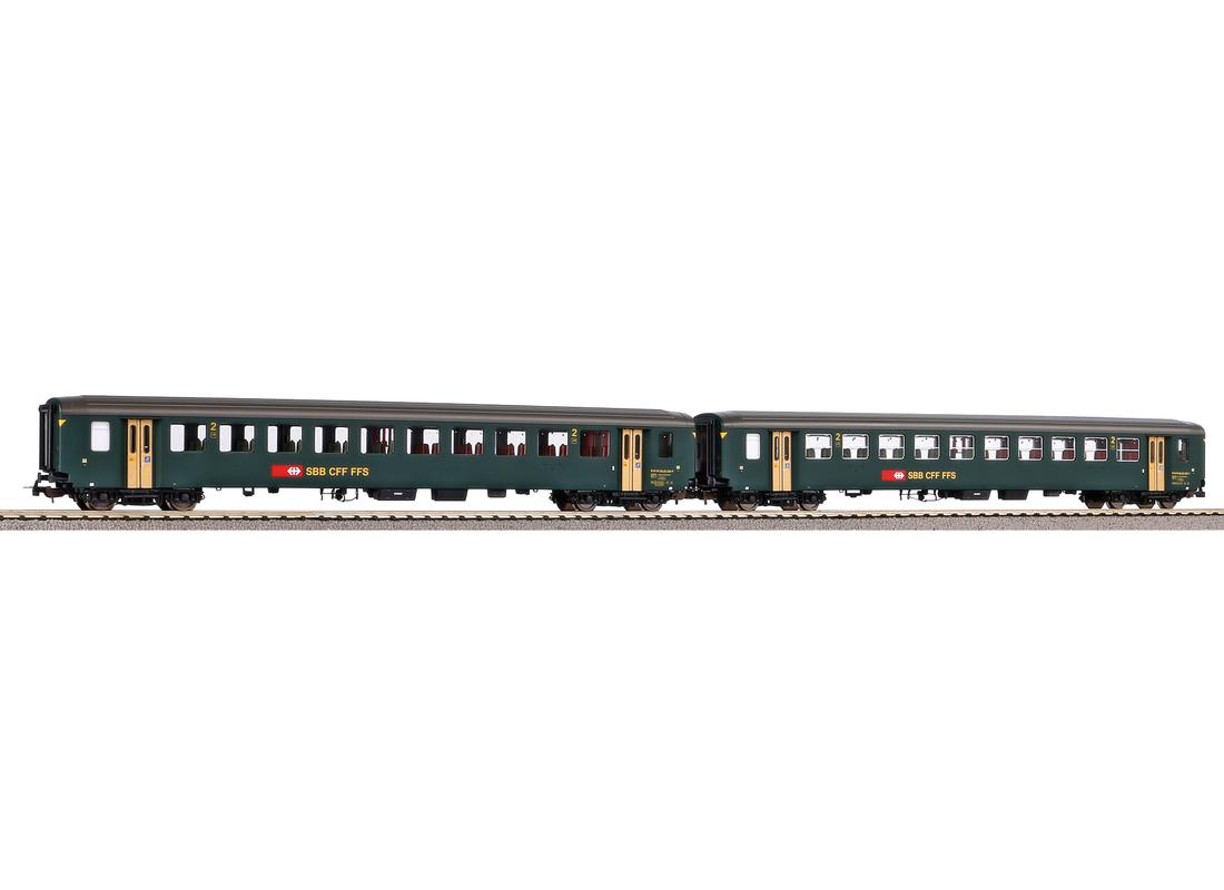Piko Expert SBB EW I 2nd Class Coach Set (2) IV (~AC) PK96786AC