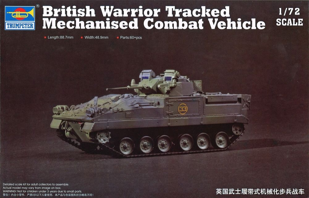 Model of a British Warrior Tracked Mechanised Combat Vehicle on a dark background
