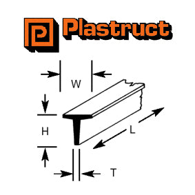 Plastruct (T-2P) T Section 1.6mm 8pc PLS90082