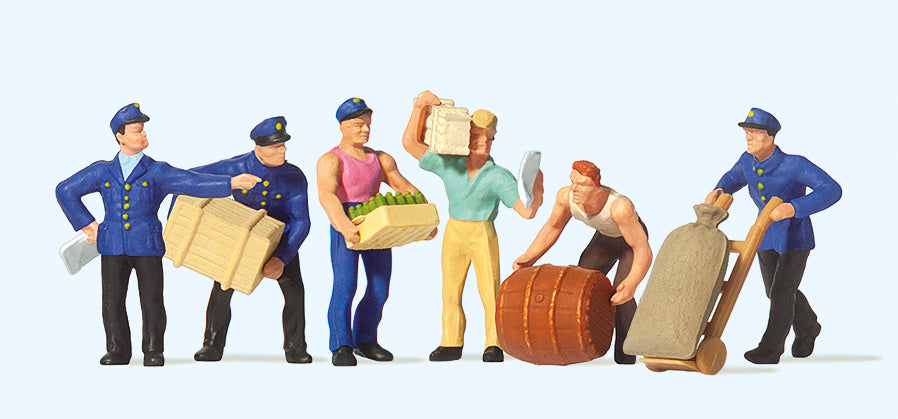 Preiser Delivery Men with Loads (6) Exclusive Figure Set PR10016