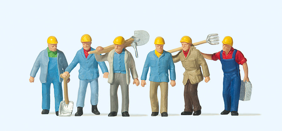 Preiser Track Workers (6) with Tools Exclusve Figure Set PR10033