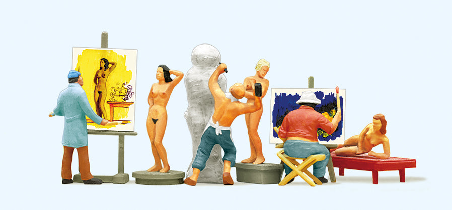 Preiser Artists/Sculptors (3) w/Nude Models (3) Exclusive Figure Set PR10106