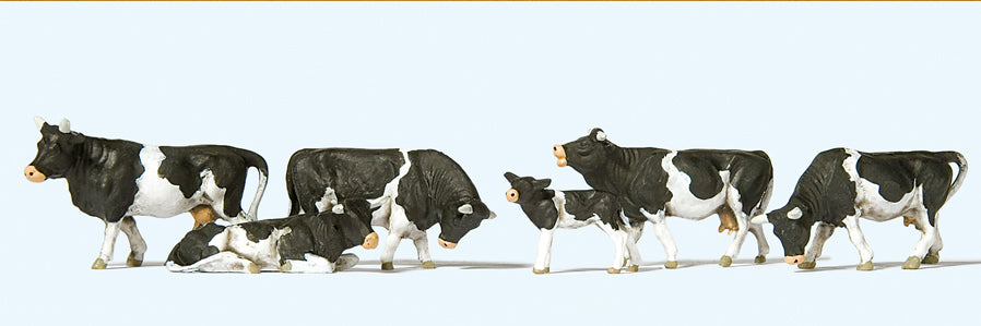 Preiser Black/White Cows (6) Exclusive Figure Set PR10145