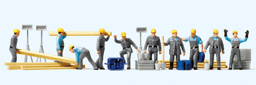 Preiser THW Workers (10) and Accessories Exclusive Figure Set PR10220