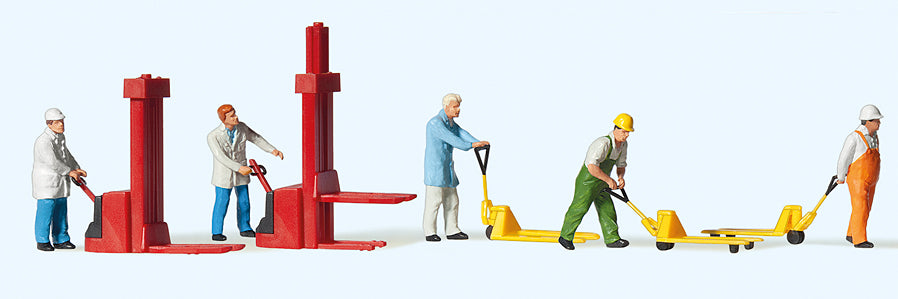 Preiser Warehousemen (5) w/Pallet Trucks Exclusive Figure Set PR10294