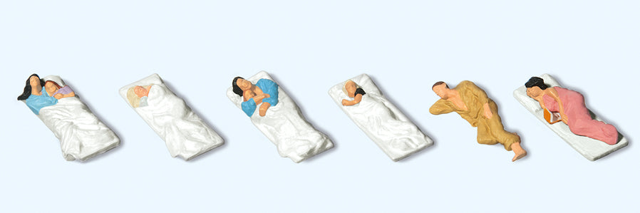 Preiser Sleeping Passengers Sleeper Cars (6) Exclusive Figure Set PR10300