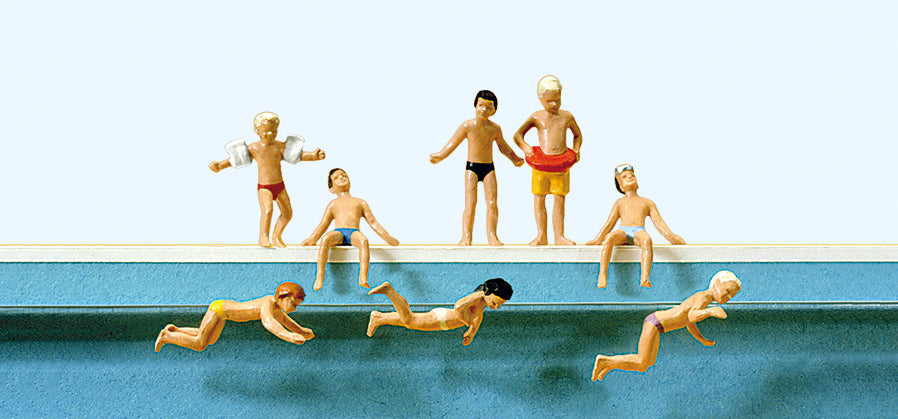 Preiser Children at the Pool (8) Exclusive Figure Set PR10307