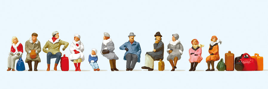 Preiser Seated Passengers Winter Clothes (11) Exclusive Figure Set PR10317