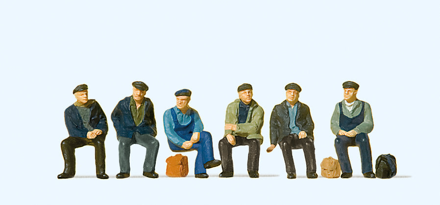 Preiser Seated Industrial Workers (6) Exclusive Figure Set PR10351