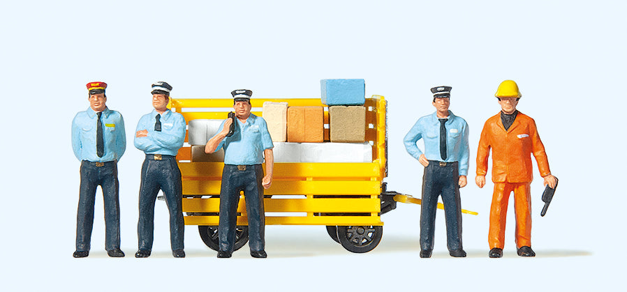 Preiser RhB Railway Personnel (5) and Trolley Exclusive Figure Set PR10372