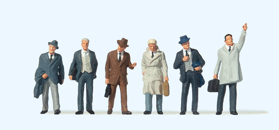 Preiser Businessmen with Coats (6) Exclusive Figure Set PR10381