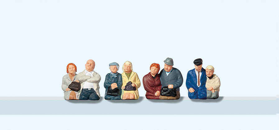 Preiser Seated Bus/Train Passengers (8) Exclusive Figure Set PR10387