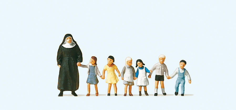 Preiser Nun with Children (6) Exclusive Figure Set PR10401