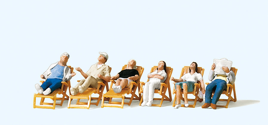 Preiser Clothed People on Loungers (6) Exclusive Figure Set PR10430