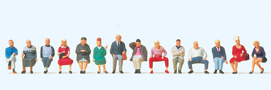 Preiser Seated Travellers (14) Exclusive Figure Set PR10524
