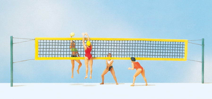 Preiser Beach Volleyball Scene (4) Exclusive Figure Set PR10528