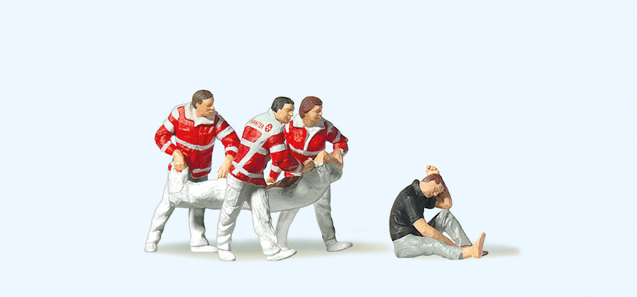 Preiser Paramedics (3) w/Blanket for Injured Exclusive Figure Set PR10567