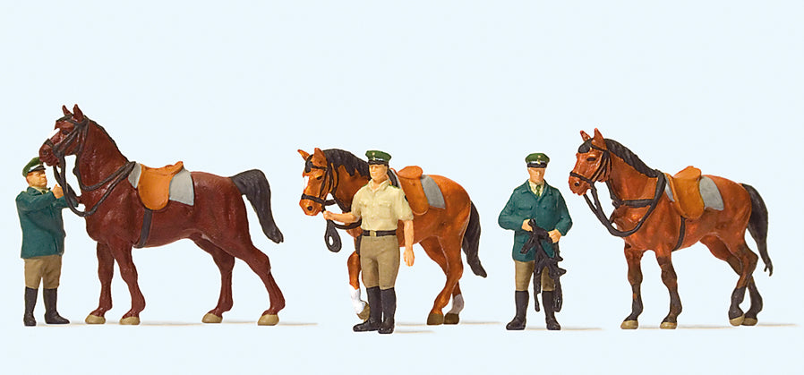 Preiser German Policemen with Horses (3) Exclusive Figure Set PR10583