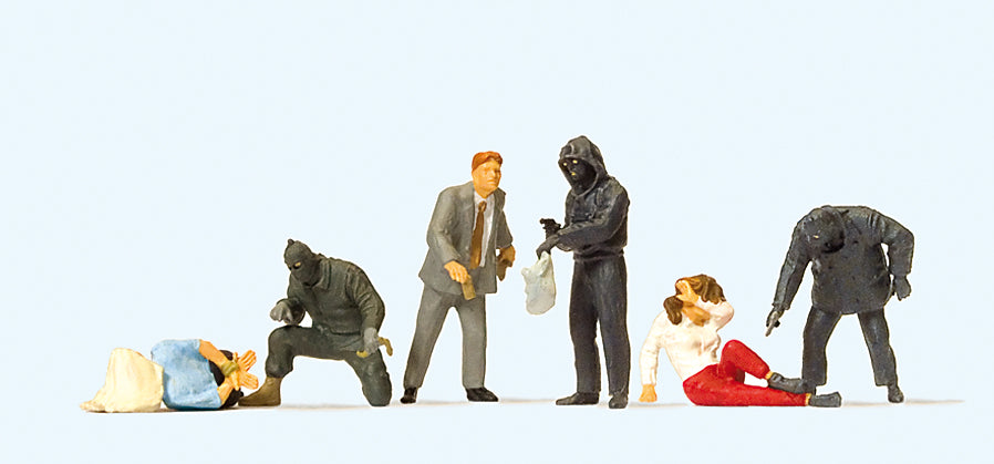 Preiser Armed Robbery Scene (6) Exclusive Figure Set PR10588