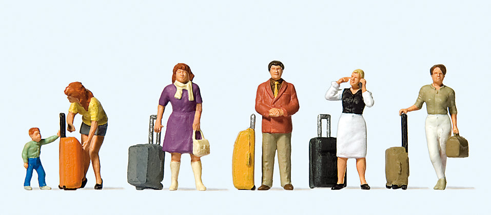 Preiser Standing with Wheeled Suitcases (6) Exclusive Figure Set PR10641