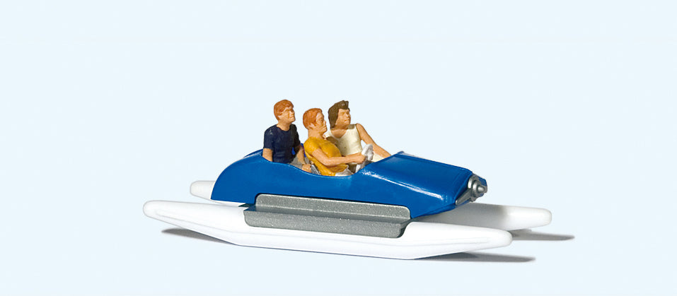 Preiser Family in Blue Pedal Boat (3) Exclusive Figure Set PR10682