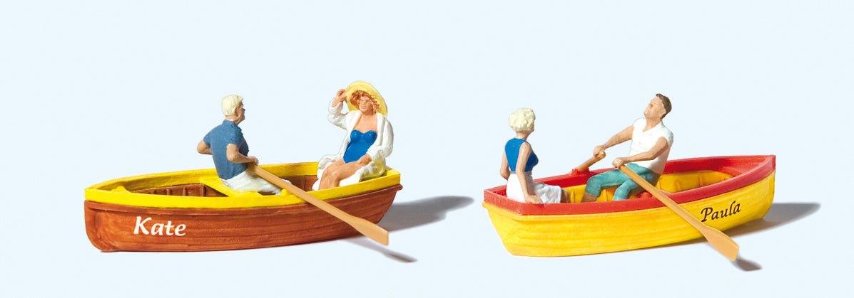 Preiser Rowing Boats (2) and Rowers (4) Exclusive Figure Set PR10686