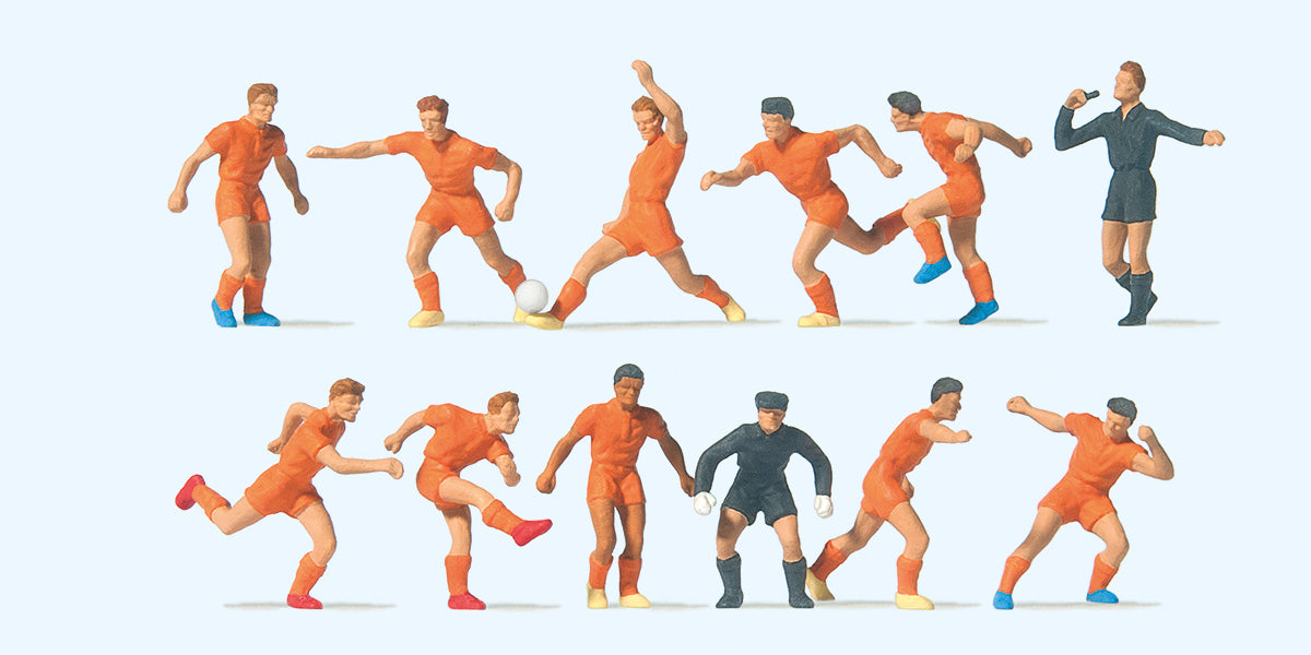 Preiser Soccer Team (11) & Referee Orange Exclusive Figure Set PR10761