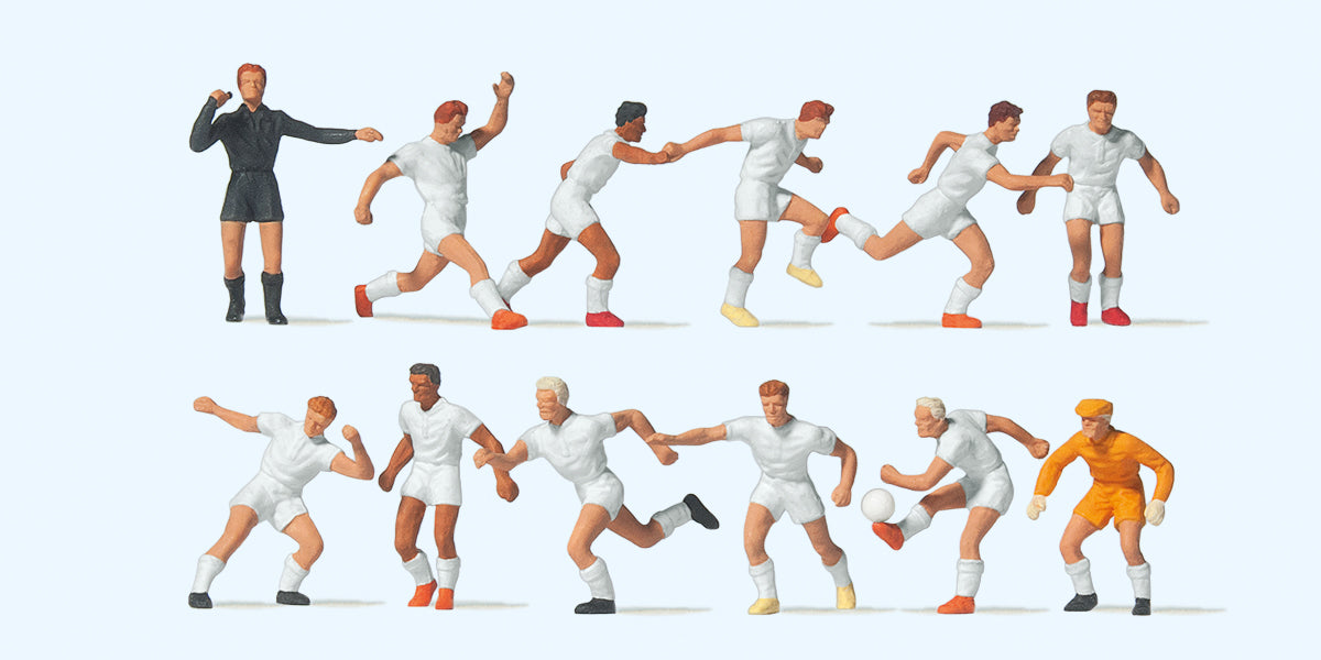 Preiser Soccer Team (11) & Referee White Exclusive Figure Set PR10762