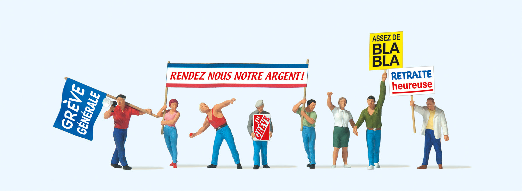 Preiser French Protestors (8) Exclusive Figure Set PR10787