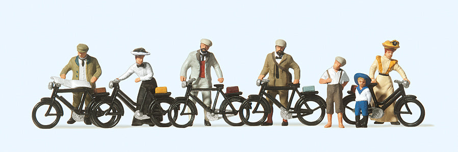 Preiser Standing Cyclists 1900 (7) Exclusive Figure Set PR12129
