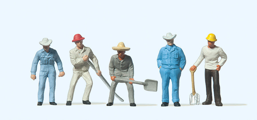 Preiser Track Workers (5) with Tools Standard Figure Set PR14017