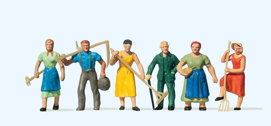 Preiser Farm Workers (6) with Tools Standard Figure Set PR14040