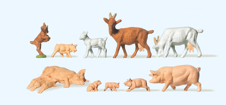 Preiser Goats/Pigs (12) Standard Figure Set PR14162