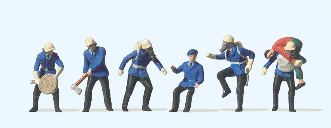 Preiser Firemen in Breathing Apparatus (6) Standard Figure Set PR14206